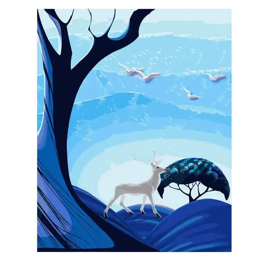 deer Painting 2 Картины по номерам, настенные картины, украшения гостиной, лесная Сова Раскраска по номерам - Цвет: deer Painting 2