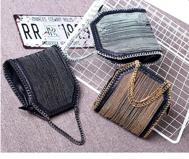 2017 новая мода высокое качество бренд для женщин сумки с кисточкой серебряные