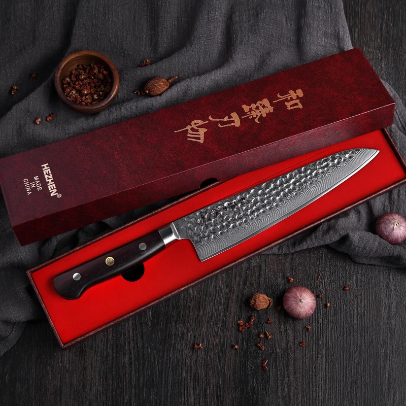 HEZHEN 8 5 ''поварской нож японские Профессиональные Кухонные ножи из дамасской