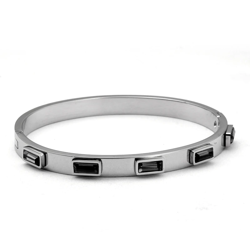 

Luxury Brand Women Ladies Wedding Cuff Bangles Fashion Jewelry 6mm Unique Colorful Crystal Charm Bracelet femme