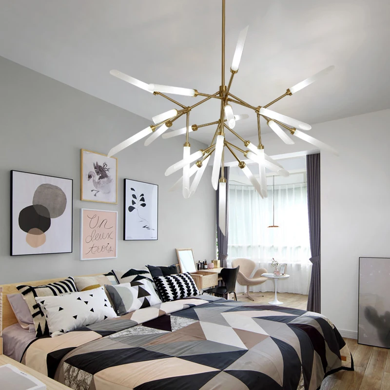 

Nordic creative simple post-modern led Pendant Lights wrought iron branches restaurant living room art lighting WF510925