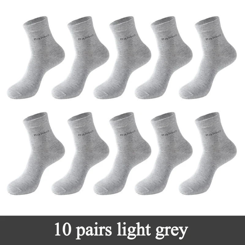 10 pairs light grey 10 пар/лот, носки из бамбукового волокна, мужские, повседневные, бизнес, антибактериальные, дышащие, мужские носки, высокое качество, гарантия носки - Цвет: 10 pairs light grey