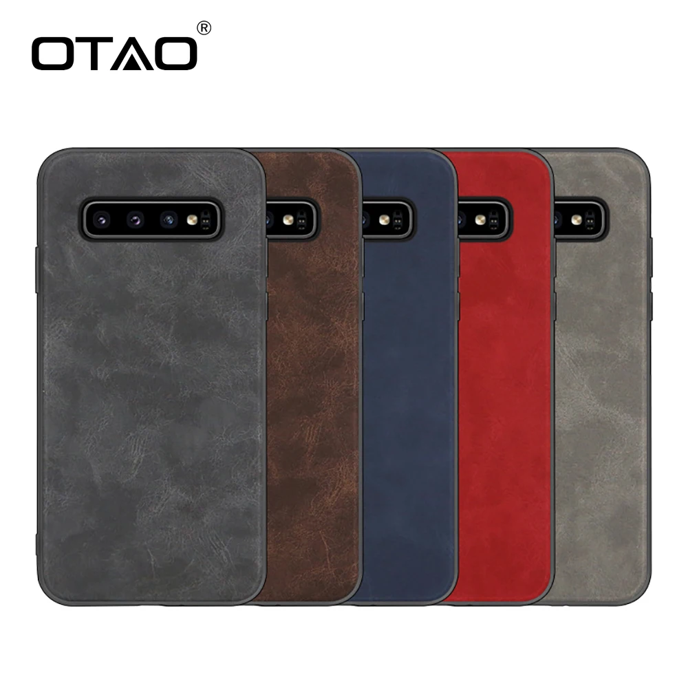 OTAO Retro PU Leather Phone Case For Samsung Galaxy S10 Lite S9 S8 Plus Note 8 9 S10e Shockproof Cases Solid Color Back Cover |