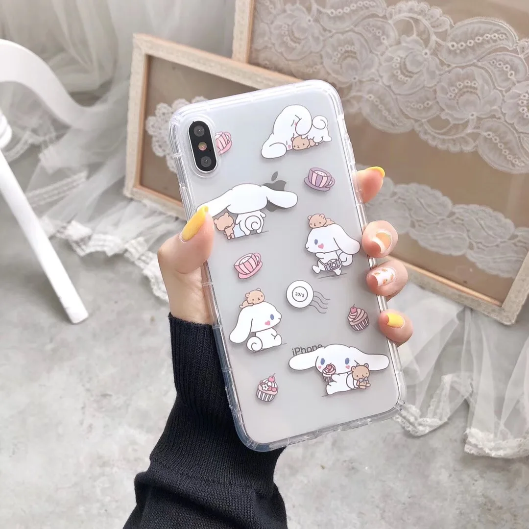 Корейский INS милый чехол для телефона Cinnamoroll My Melody для iPhone X, XS, Max, Xr, 8, 7, 6, 6s Plus, прозрачный чехол из ТПУ с рисунком японского аниме