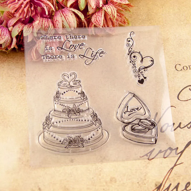 Свадебное кольцо для торта силиконовый штамп прозрачный мягкий штамповка diy