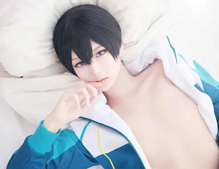 HSIU высококачественный Haruka Nanase бесплатно! Косплей парик короткий черный костюм играть парики Хэллоуин костюмы волосы