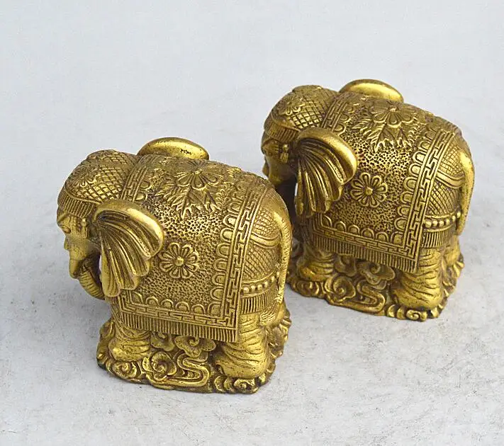 Китайская Бронзовая статуэтка фэн-шуй Счастливое животное слон 8 см - купить по