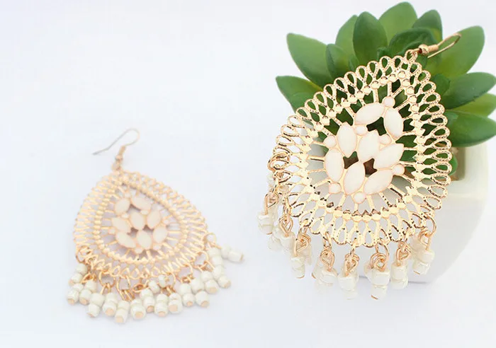 New European Fashion Elegant Atmosphere Classical Style Bohemia Resin Droplets Beads Earrings for Women Dangle earings | Украшения и