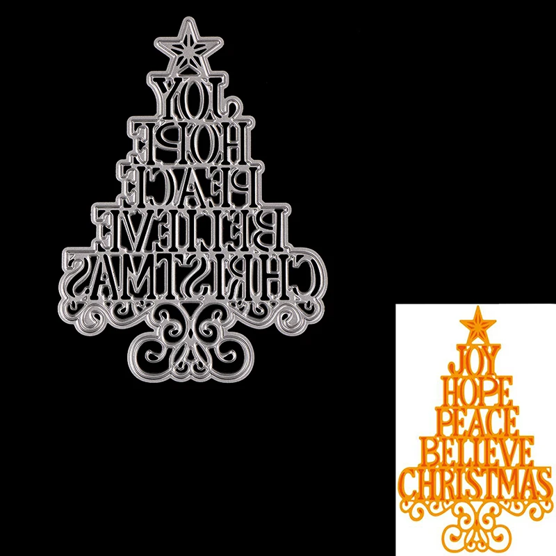 Рождественская елка буквы Трафаретный вырубной штамп Скрапбукинг металлический