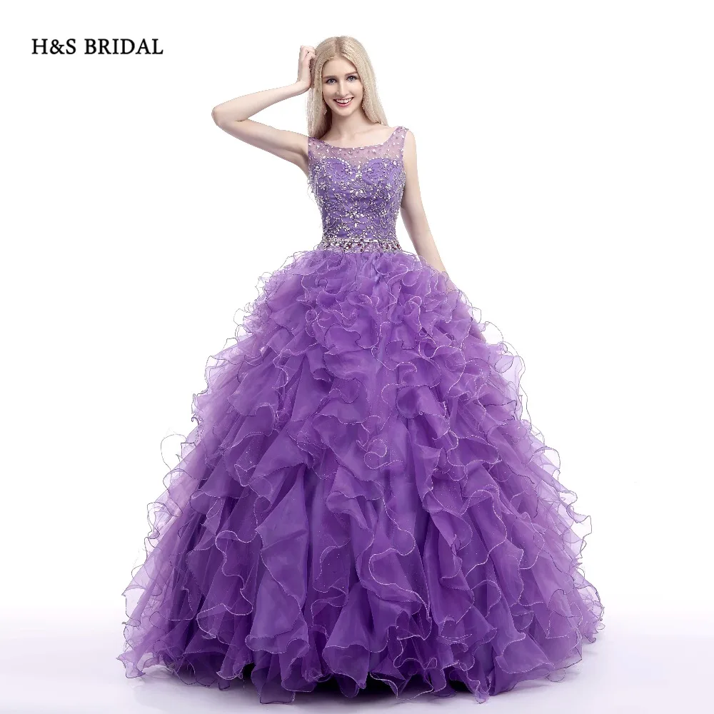 

H&S BRIDAL Purple Organza Luxury Sequins quinceanera dresses sweet 16 ball gowns Prom Dress robe de soiree quinceanera gowns