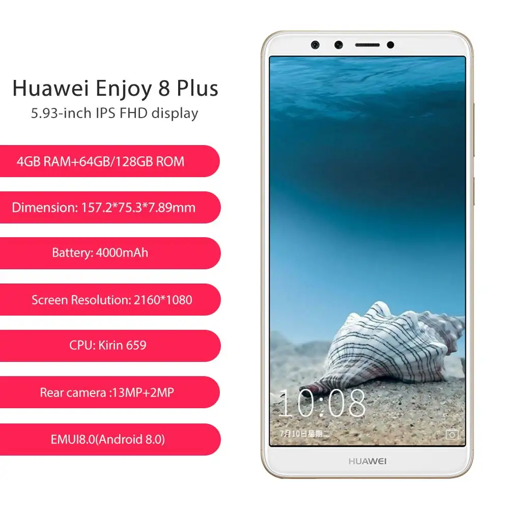 Global ROM huawei наслаждаться 8 плюс Y9 2018 4000 мАч отпечатков пальцев 4 камеры Kirin 659 Octa Core