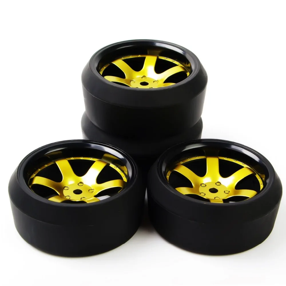 4 шт. комплект RC шины для дрифта Золотой обод колеса HSP HPI 1:10 внедорожник 6 мм