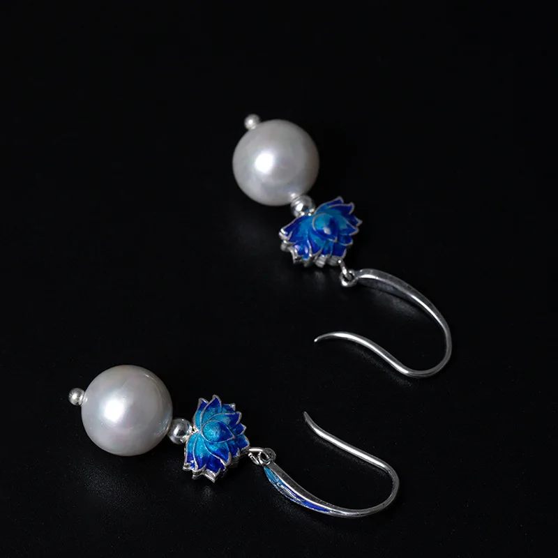 

S925 Pure Silver Diy Original Handicraft Enamel Craft Earrings For Women 2020 New Fashion Thai Silver Ear Drop Jewelry