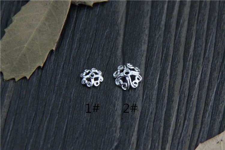 10pcs S925 Sterling Silver Color Accessories Jewelry DIY Hollow Flower Tray Flower Hat Handmade Beads Bracelet Spacer