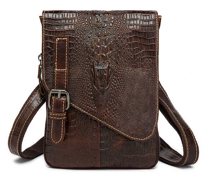 Роскошная мужская сумка из натуральной кожи с крокодиловым узором деловая