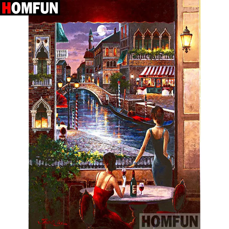 

HOMFUN 5D DIY Diamond Painting Full Square/Round Drill "Woman scenery" Embroidery Cross Stitch gift Home Decor Gift A09203