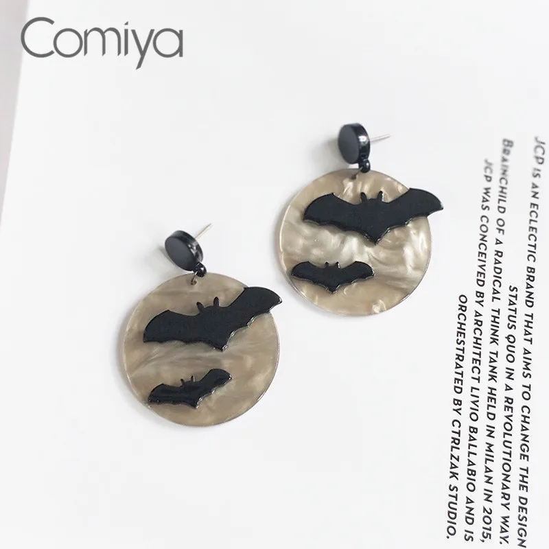 Comiya, Ретро стиль, Европейская мода, для женщин, панк, ювелирное изделие, свисающие серьги, Brincos, круглая подвеска, акрил, летучие мыши, подарок, для женщин, серьги-капли