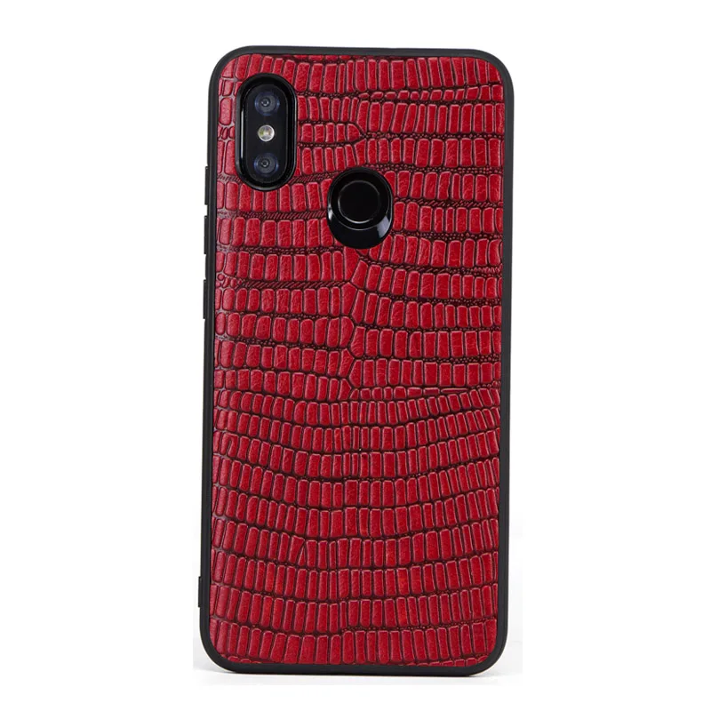 Чехол из натуральной кожи для Xiaomi mi 8, чехлы для телефонов Xiao mi 8 mi 8, роскошный Ультратонкий Жесткий чехол с узором змеиной кожи - Цвет: Red