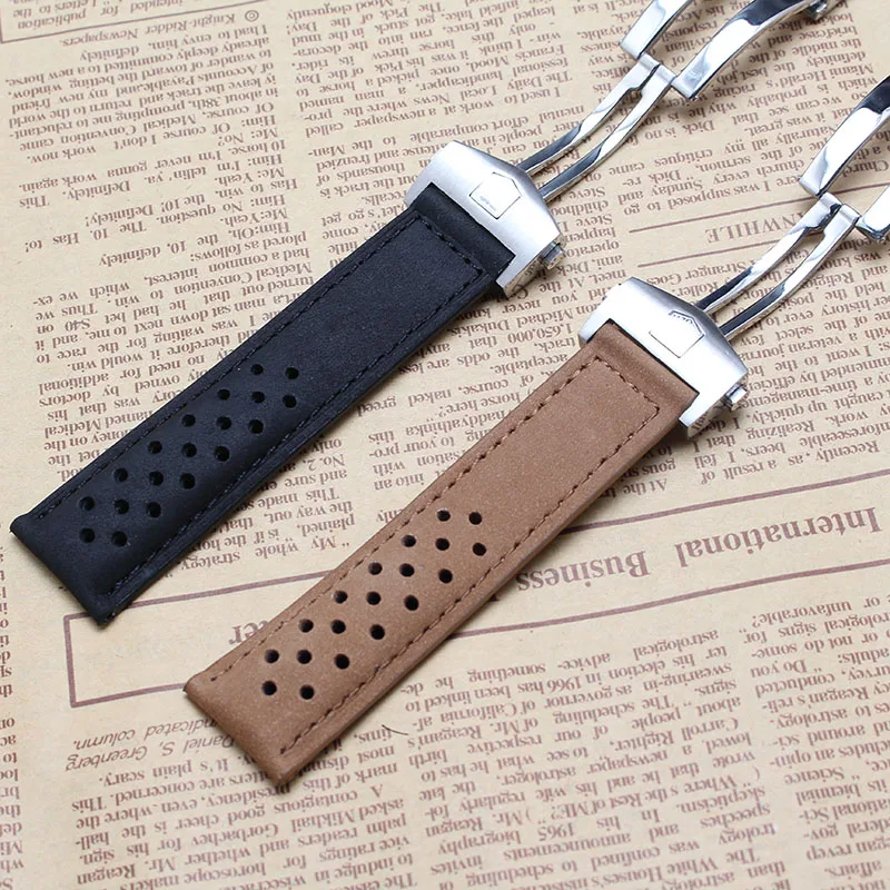 

Matte Brown leather strap 20 22mm 24mm Watches accessories Fit Brand Style Watch Men hours soft smooth cowhide leather watchband