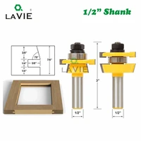 lavie 2pcs 12mm 12 shank shaker rail stile router bits set carbide door knife woodworking tenon cutter tools for wood 03055