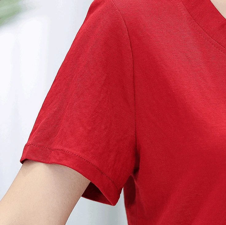 Хлопковые футболки для женщин 5XL, топы с коротким рукавом, лето, новинка, большие размеры, средний возраст, Повседневная футболка для мамы