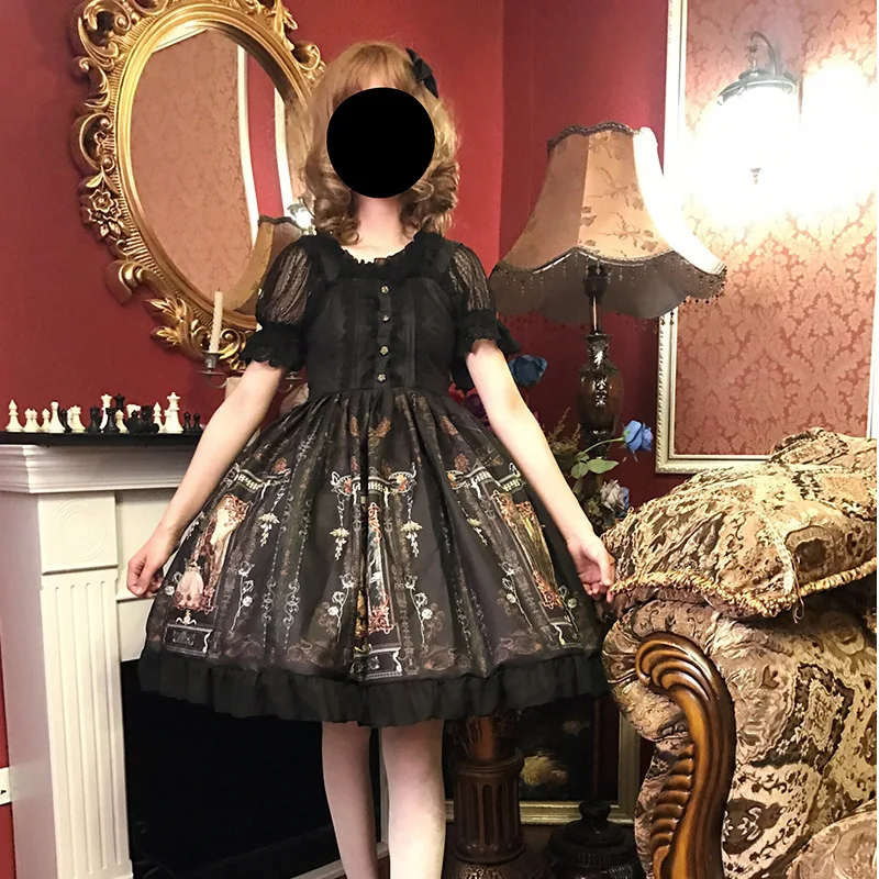 Kawaii 2020 новое платье vestido Lolita ретро дворец Ветер шифон импортный принт Готическая