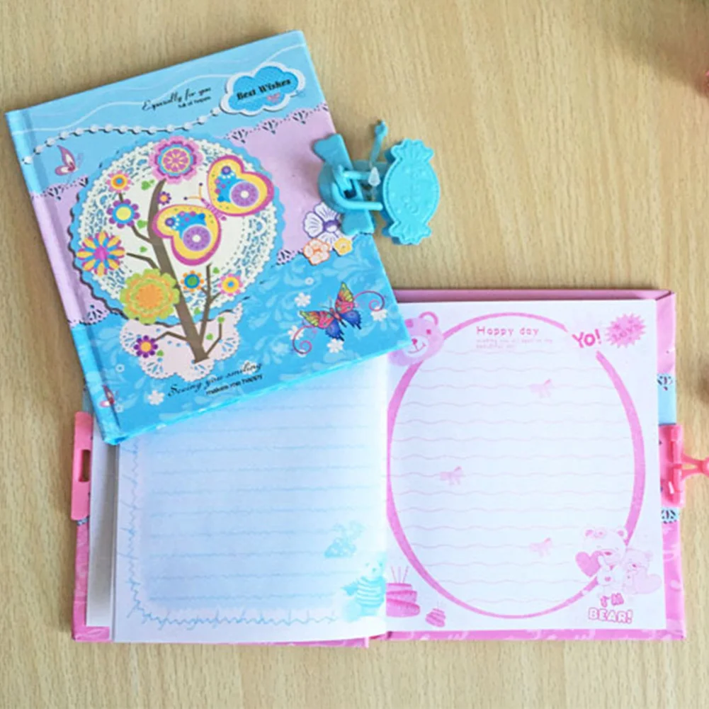 Can Lock Students Copybook Diary Book Children Gift Journal Cartoon Butterfly Pattern Mini Password Notebook Random Color | Канцтовары