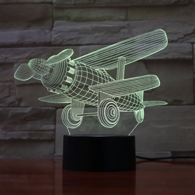 Самолет 3D лампа 7 цветов изменить сенсорный переключатель небольшой ночной