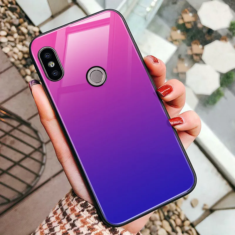 Градиентный цветной чехол из закаленного стекла для Xiaomi 9 SE 8 Lite Redmi Note 7 6 |