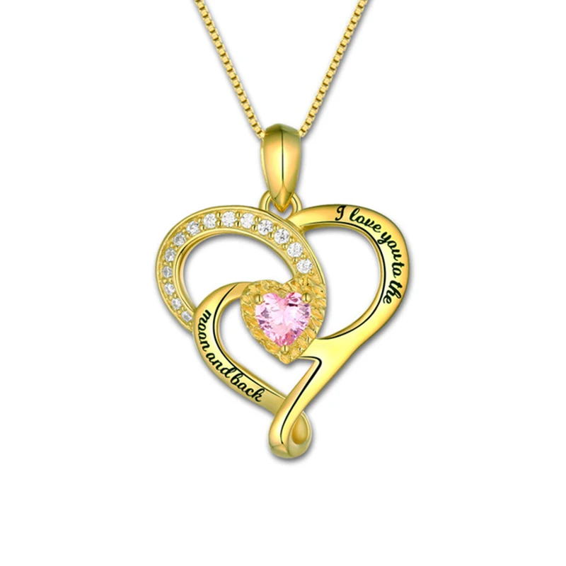 Изготовленные на заказ каменные ожерелья розовое золото кулон в виде сердца с
