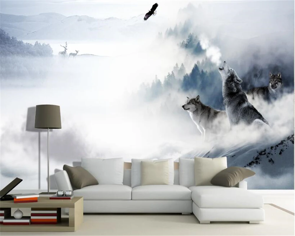 3d обои из шелковой ткани с изображением снежного лося | Обустройство дома