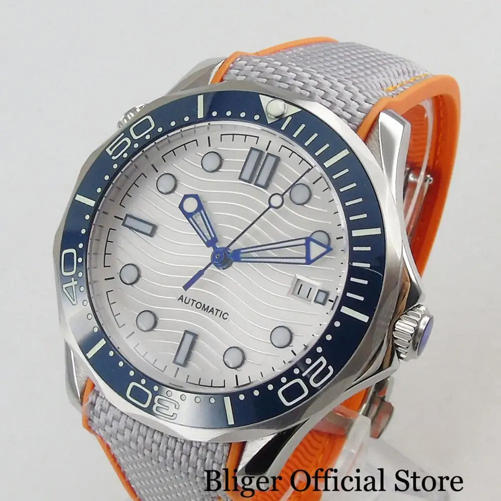Мужские автоматические часы BLIGER 21 Jewels MIYOTA 8215 NH35A с белым циферблатом 41 мм и