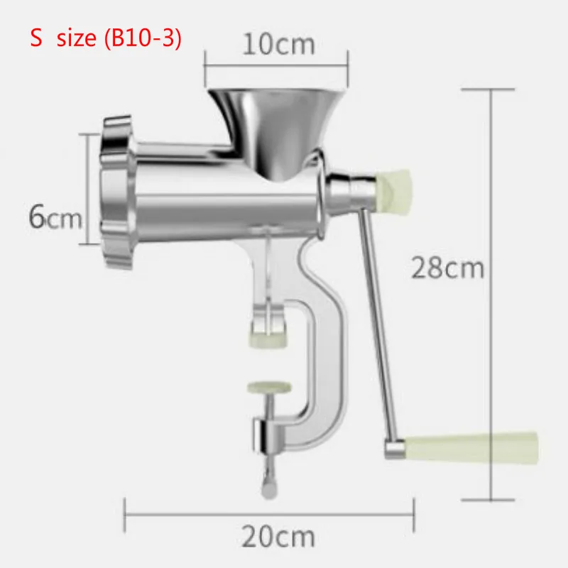 S size (B10-3) 4 размера, 4 в 1, многофункциональная мясорубка, ручная домашняя дробилка для колбасы, шприц, наполнитель, экструдер, мясорубка, клизма, бесплатный подарок, 3 трубки - Цвет: S size (B10-3)