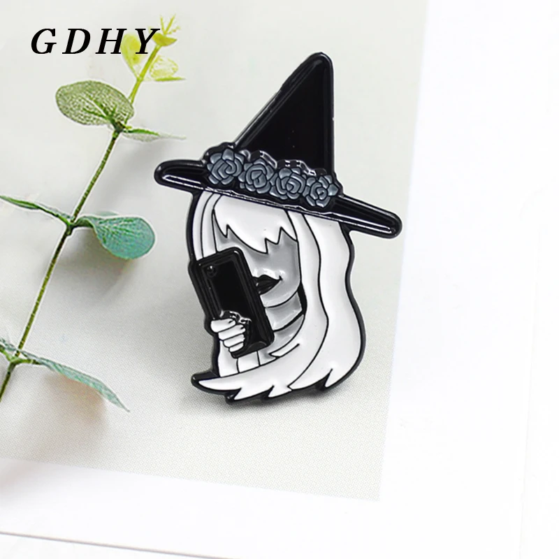 Модная черная брошь GDHY в виде шляпы ведьмы цветок корона черный волшебник шляпа