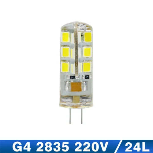6 шт./лот, новинка, G4 светодиодный светильник, 3 Вт, высокая мощность, SMD2835 3014, DC 12 В, AC 220 В, белый/теплый белый светильник, угол луча 360 градусов - Испускаемый цвет: AC 220V 24Leds