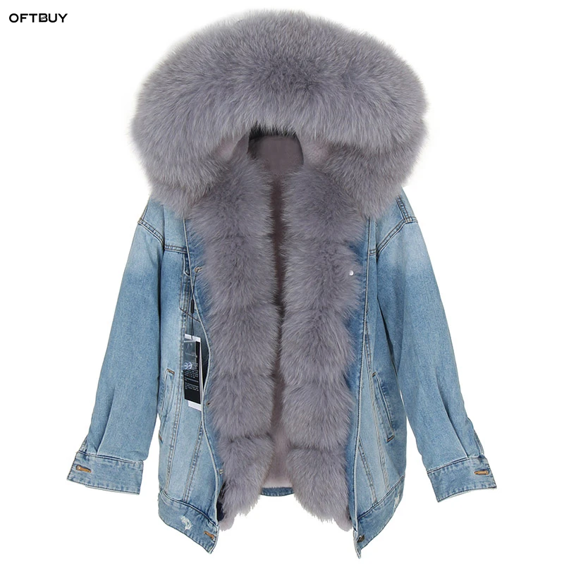 OFTBUY 2021 пальто с натуральным мехом зимняя куртка для женщин лисьим меховым
