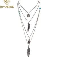 new brand fashion boho multilayer feathers bijoux charm necklaces beads maxi necklace jewelry n60