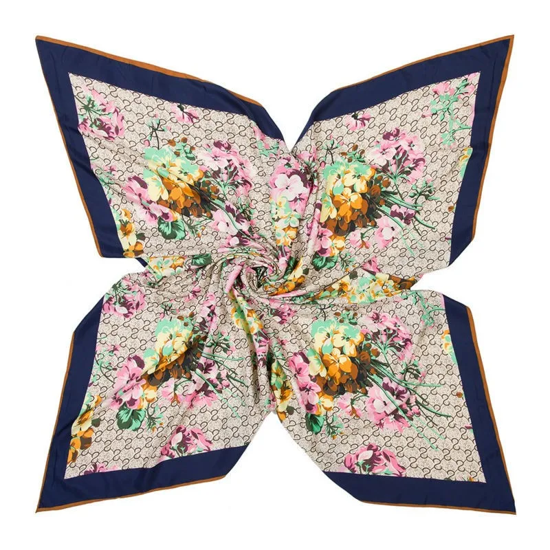 Саржевый Шелковый женский шарф 130*130 см Европейский дизайн квадратные шарфы с