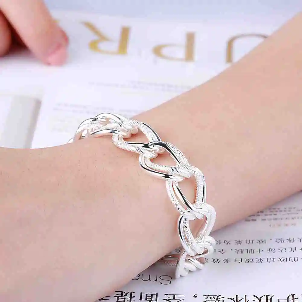 Хит продаж! Серебряный цветной браслет шарма для женщин 20 см скрученная двойная