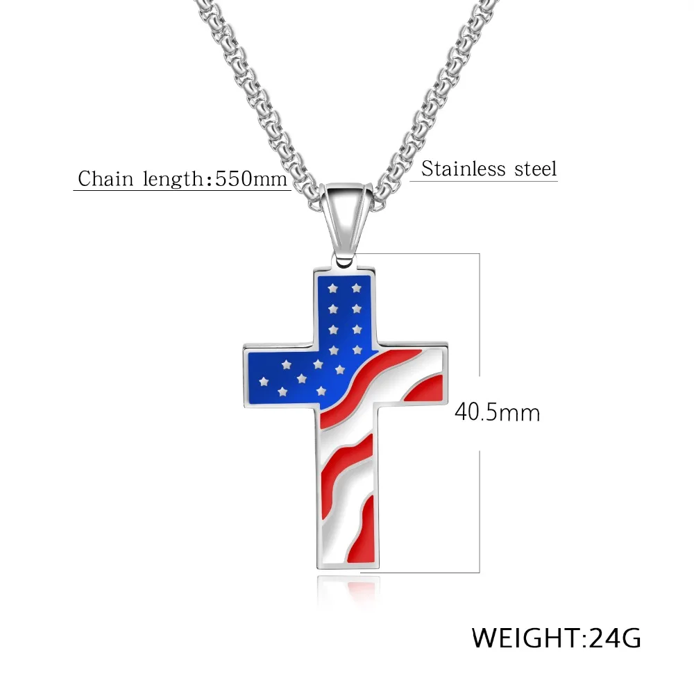 Stars and Stripes Flag Cross Pendant Necklace Novelty Unique Jewelry 2019 New USA Spangled Banner Sign Unisex Gift Cool | Украшения и
