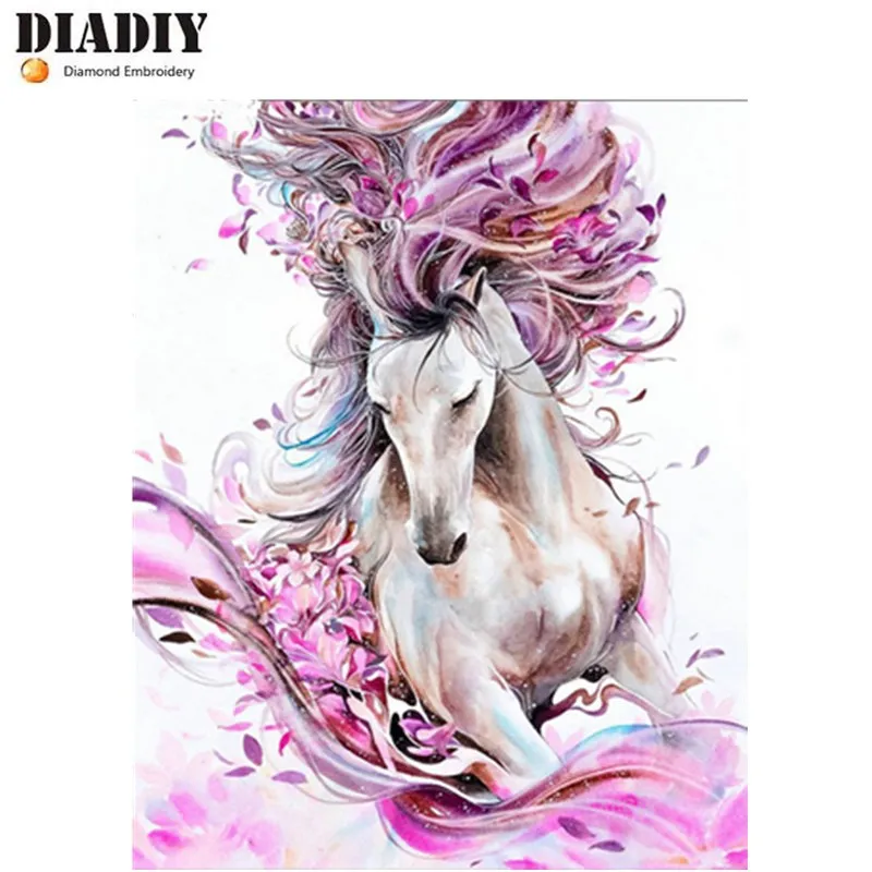 2018New 5D Diy diamond painting cross stitch kit round rhinestones Mosaic paste full embroidery animal horse picture | Дом и сад