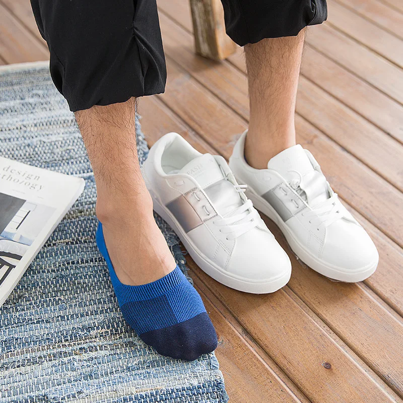 5 пар/лот новые хлопковые невидимые носки для мужчин мужские силиконовые