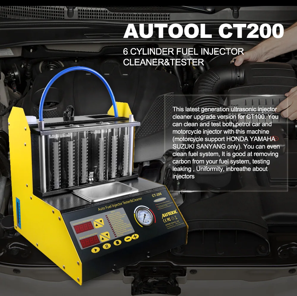 AUTOOL CT200 6 4 цилиндра ультразвуковой распылитель топлива инжектор машина для