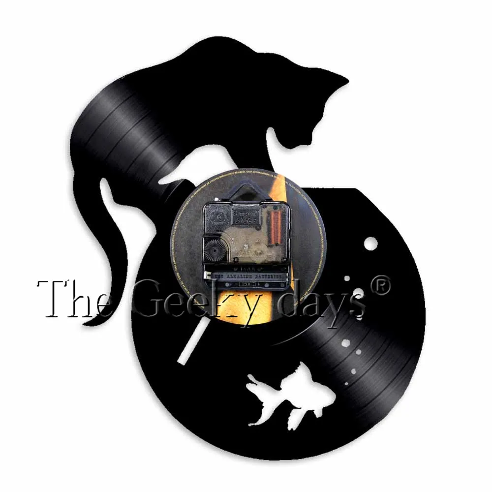 Настенные художественные часы Cat Catch The fish настенные Kitty с животными современный