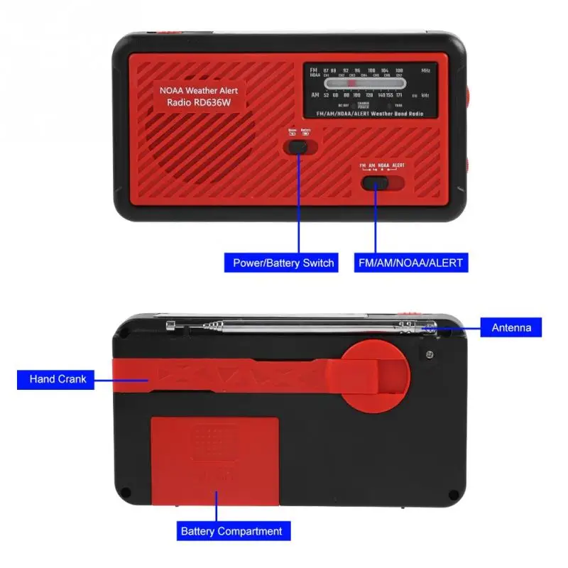 Аварийный фонарик Ручной рукоятки радио солнечной энергии банк Fm Am Noaa с
