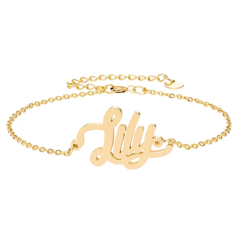 Женские очаровательные браслеты с надписью Lily Золотое ювелирное изделие подарок