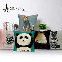 square colorful home cushion decorative soft seat car covers linen cat vintage cute suit cushion panda pillowcase bear pillow