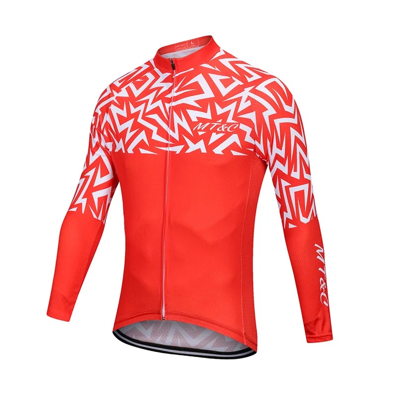 MT&ampC Red Lightning Stripes Cycling Jersey Set Breathable Clothes Quick Dry Gel Pad Bicycle Spring Autumn Sportswear Bike |