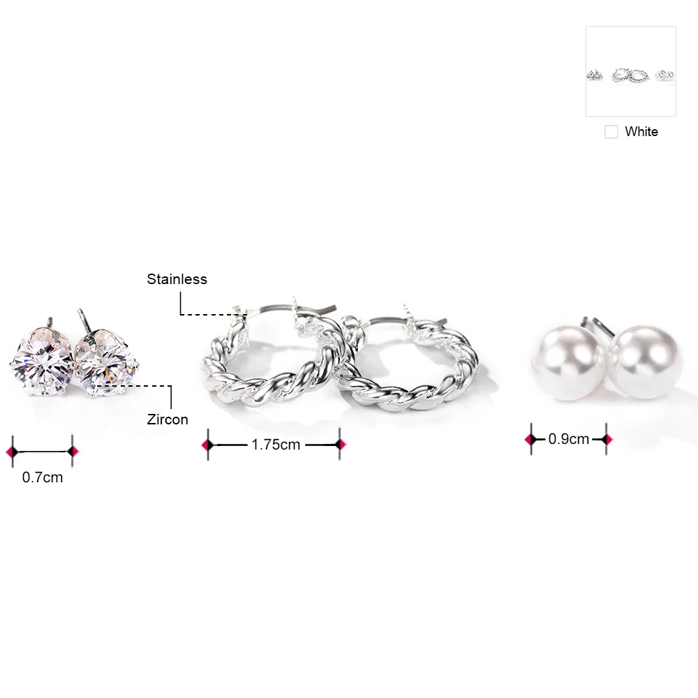 Neoglory имитация жемчуга три пары белый Комплект сережек для женщин брендовые