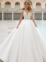 loverxu sexy backless appliques vintage wedding dresses 2021 elegant sashes beaded matte satin court train a line bridal gown